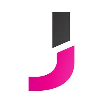 Magenta and Black Split Shaped Letter J Icon Illustrazione stock