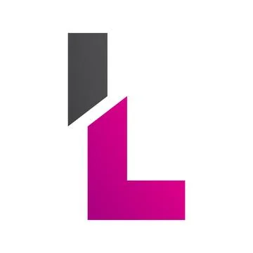 Magenta and Black Split Shaped Letter L Icon Illustrazione stock