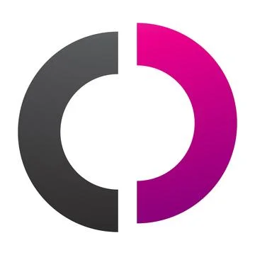 Magenta and Black Split Shaped Letter O Icon Illustrazione stock