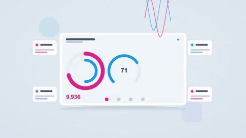Magenta and blue analytics dashboard flat design loop Stock Footage 342628404