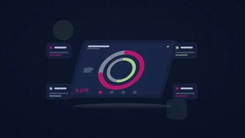 Magenta and green analytics dashboard flat design loop Stock Footage 342629016