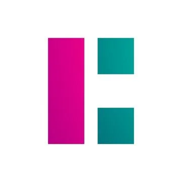 Magenta and Green Rectangular Letter C Icon Stock Illustration