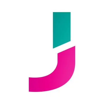 Magenta and Green Split Shaped Letter J Icon Illustrazione stock