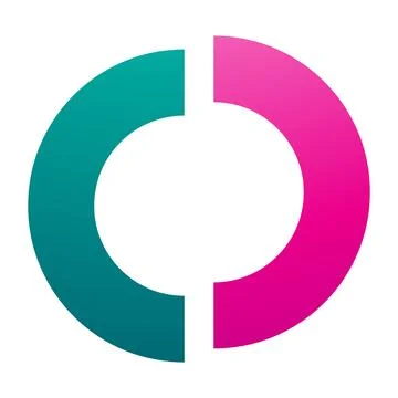 Magenta and Green Split Shaped Letter O Icon Illustrazione stock