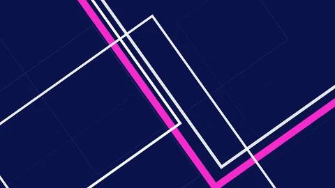 Magenta and ivory rectangular traces intersect over a dark navy surface, cr.. Ilustração Stock