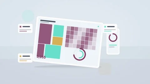 Magenta and teal analytics dashboard flat design loop 動画素材 342628973