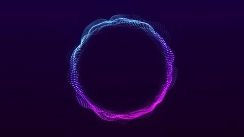 Magenta blue neon wave ring with empty center for audio visualizer, AI inte.. Stock Illustration