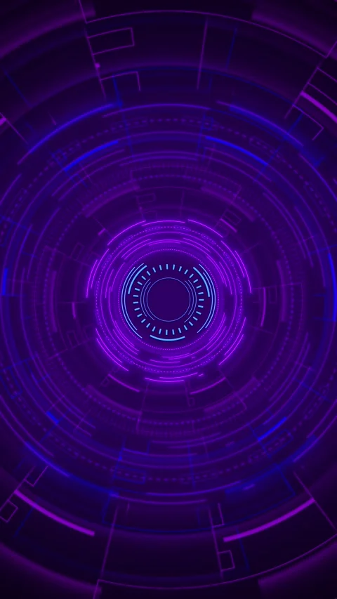 Magenta circular tech interface purple rings, digital details, radial panels, im Stock Footage 340456693