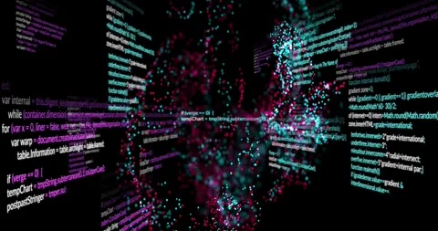 Magenta cloud forming, cyan cloud joining, central cloud spiraling toward Vídeos de archivo 328657066