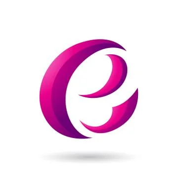 Magenta Crescent Shape Letter E Vector Illustration Stock Illustration