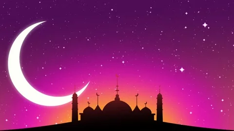 Magenta Crescent Skyline Stock Footage 335622230