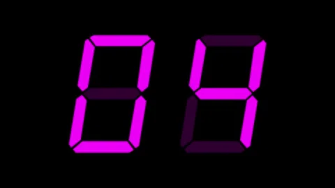 Magenta digital clockface with 2 large digits. 30 seconds digital timer. Purple Video stock 331048951