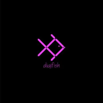 Magenta digital fish logo vector design Stock Illustration