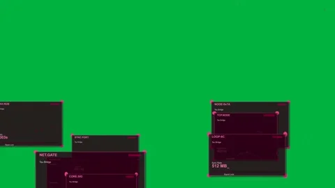 Magenta dots activating HUD panels linking clustering fading showing network Stock Footage 334118901