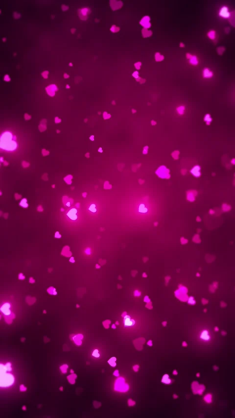 Magenta floating hearts background soft glowing bokeh, romantic depth, smooth dr Stock Footage 340418646