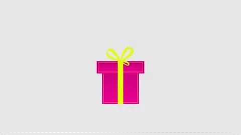 Magenta gift box animation with floating hearts loop isolated on alpha chann Vidéo 336003083
