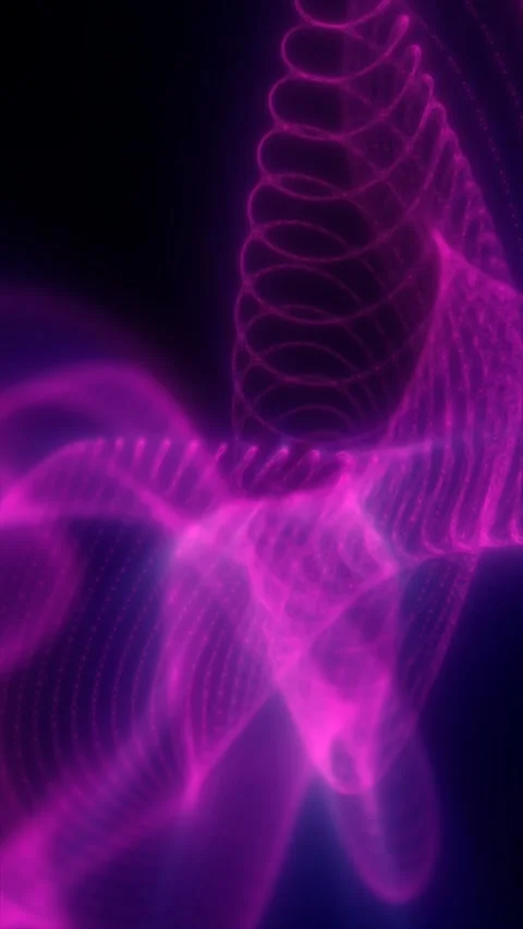 Magenta glowing organic wireframe structure with translucent curves, biomor.. Stock Footage 336789037