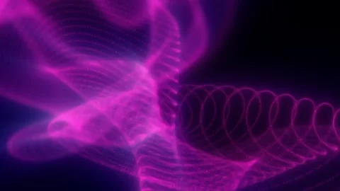 Magenta glowing organic wireframe structure with translucent curves Stock Footage 337890738