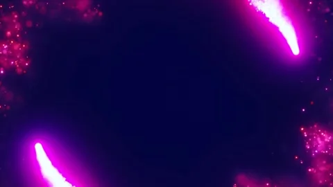 Magenta glowing particle waves form an abstract border on a dark background 库存影片 337512203