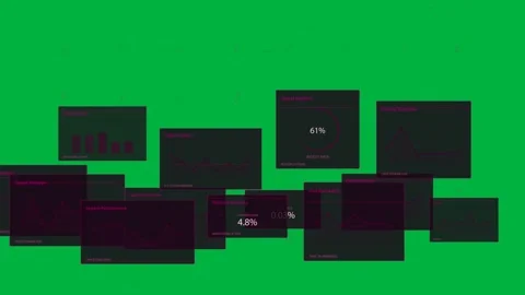 Magenta HUD for tech activating on transparent plane, showing rings, UI, Stock Footage 333907945