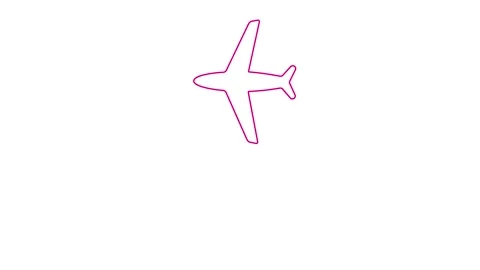 Magenta line plane fly white Stock Footage 304491704