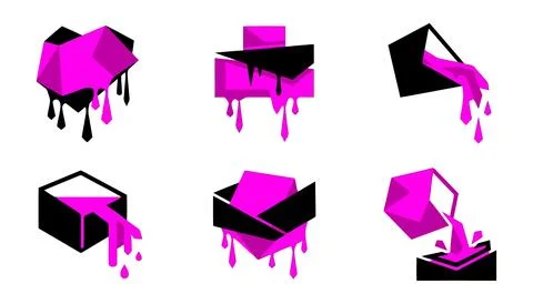 Magenta liquid dripping from 3d boxes Vector Stock-Illustration