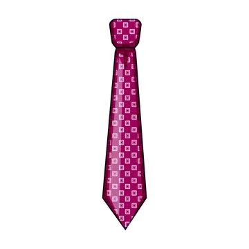 Magenta necktie with white square pattern for formal fashion Stock Illustration