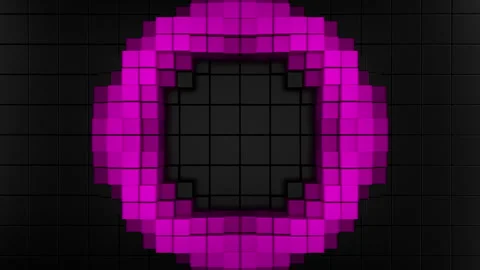Magenta Neon Circular Frame Seamless 3D Loop Animation. 3D rendering Stock Footage 325844246