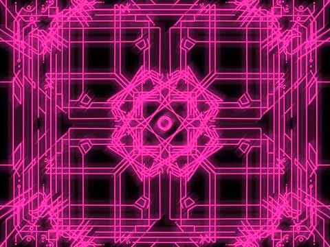Magenta neon patterns on a black background 库存插图
