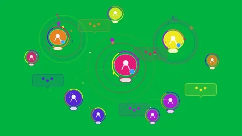 Magenta node pulsing, drawing links, sending dots, popping bubbles, showing tech 動画素材 333907637