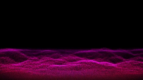 Magenta Particle Explosion Point Cloud Wave Landscape Black Background Stock Footage 319501175