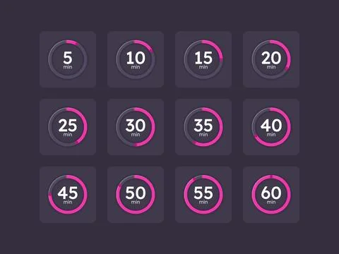 Magenta pink countdown timer set on dark background 스톡 일러스트