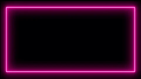 Magenta pink neon rectangular border frame loop video Vídeo Stock 343914706