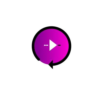 Magenta Play Button Icon With Circular Replay Arrow  Media Playback, Refres.. Stock Illustration