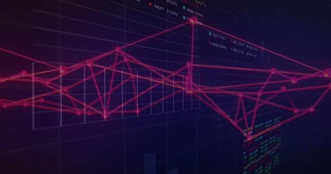 Magenta red 3D wireframe network reconfiguring after camera shift, pulsing nodes Stock Footage 329899364