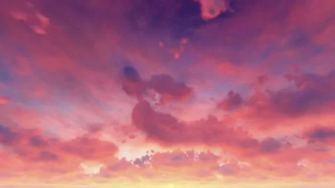 Magenta red orange sky storm clouds at dusk sunset time lapse seamless loop Stock Footage