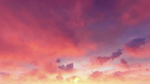 Magenta red orange sky storm clouds at dusk sunset time lapse seamless loop Stock Footage