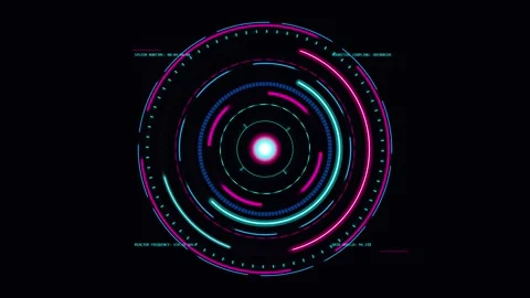 Magenta Sci-Fi HUD Quantum Core Concentric Rings Loop Stock Footage 341834778