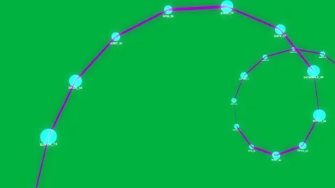 Magenta segment entering left, chain moving on transparent canvas, curling to Stock Footage 329531821