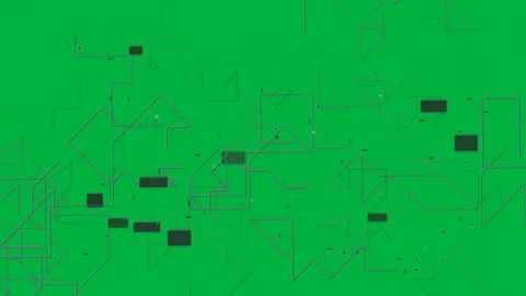 Magenta shapes starting as sparse dots, extending lines, forming dense circuit Stock Footage 333630214
