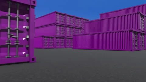 Magenta shipping containers loop Stock Footage 158244305