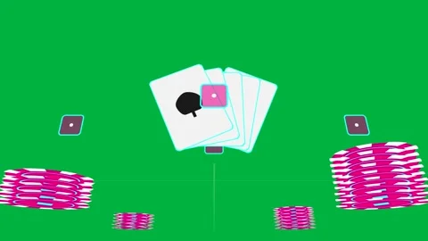 Magenta square falling, cards tilting and tiles stacking, forming stack for Stock Footage 329548214