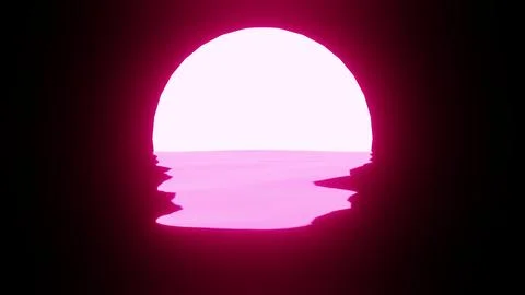 Magenta Sunset or Moon reflection in water or the ocean on black background. Stock Illustration