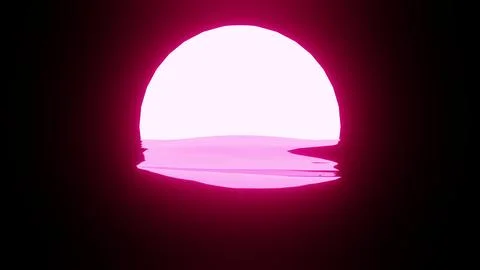 Magenta Sunset or Moon reflection in water or the ocean on black background. Stock Illustration