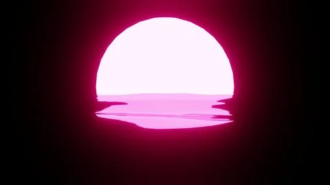 Magenta Sunset or Moon reflection in water or the ocean on black background. Stock Illustration