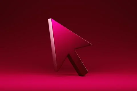 Magenta transparent    cursor icon 3d rendering isolated on  monocrome  backg Stock Illustration