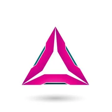 Magenta Triangle with Green Edges Vector Illustration Stock Illustration