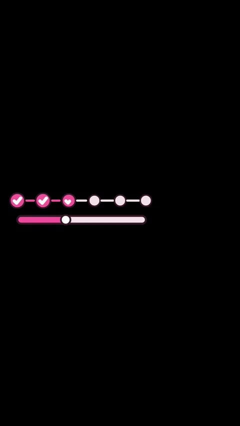 Magenta UI progress bar animation, vertical 9:16, black background Stock Footage 346888344