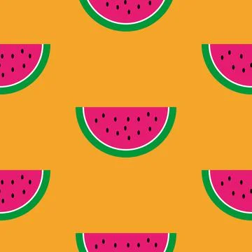 Magenta watermelon pattern on orange background Stock Illustration