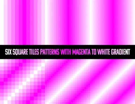 Magenta to white gradient in square tiles, seamless vector pattern Ilustración de archivo